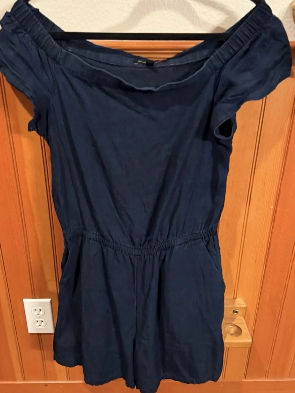 Banana Republic Navy Short Sleeve/off the shoulder Romper